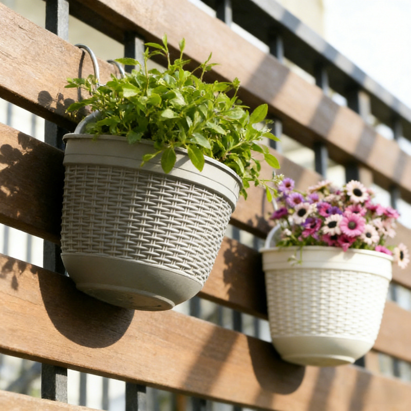 Vertical Wall Planter - Balkondecoratie Halfronde Wandgemonteerde Bloempot Kunststof Imitatie