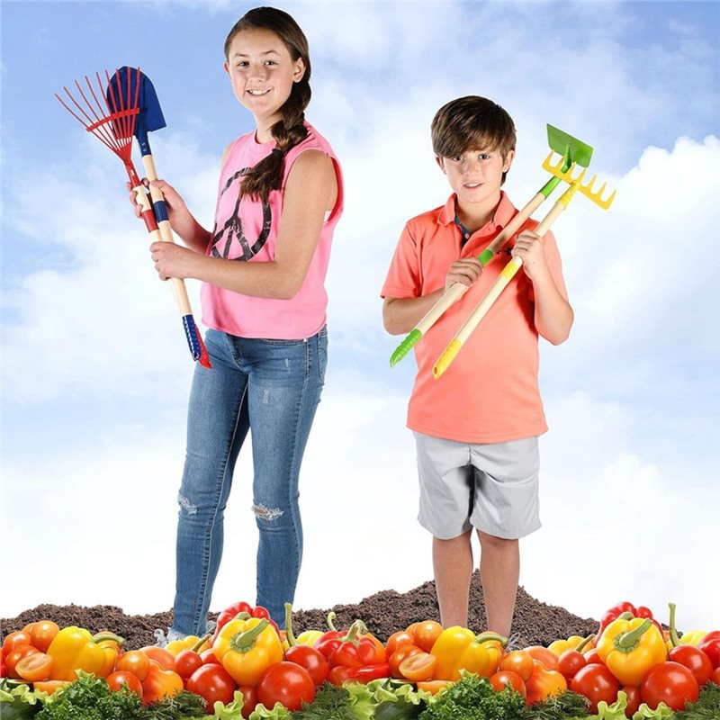 Gardening Tools Best - B05C-Tuinwerkzeugset voor kinderen, 4-delig - houten